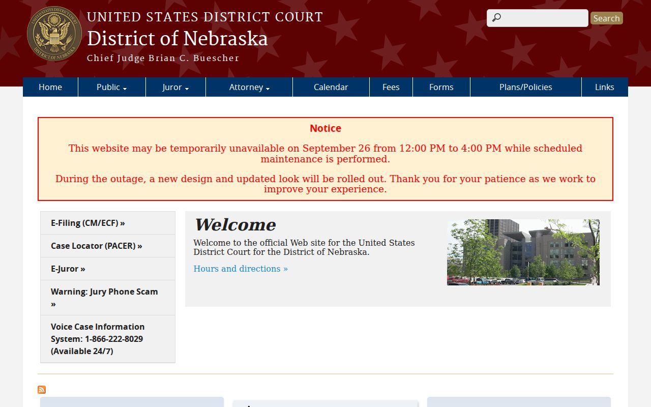 District of Nebraska federal court access information